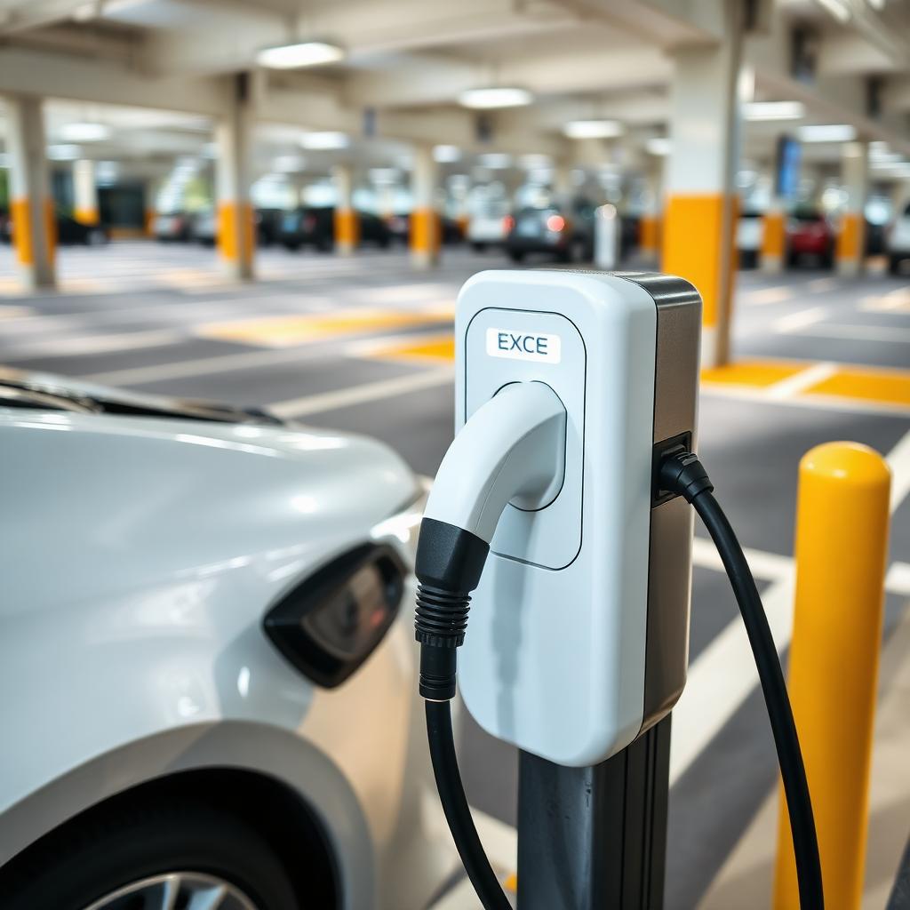 Stazione di ricarica per veicoli elettrici installata in un'area di parcheggio